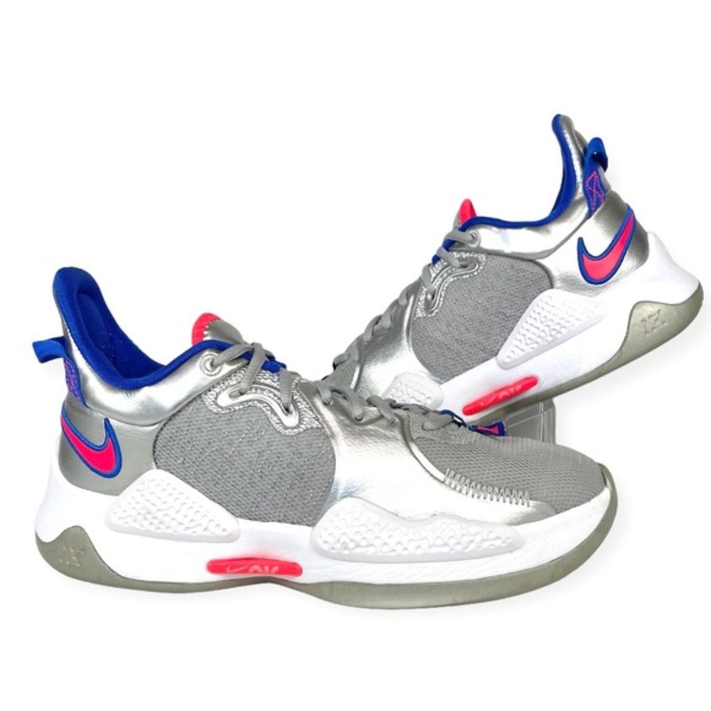 Nike‎ PG 5 Silver Red Blue Basketball Shoes Mens 7 CW3143-005 Paul George